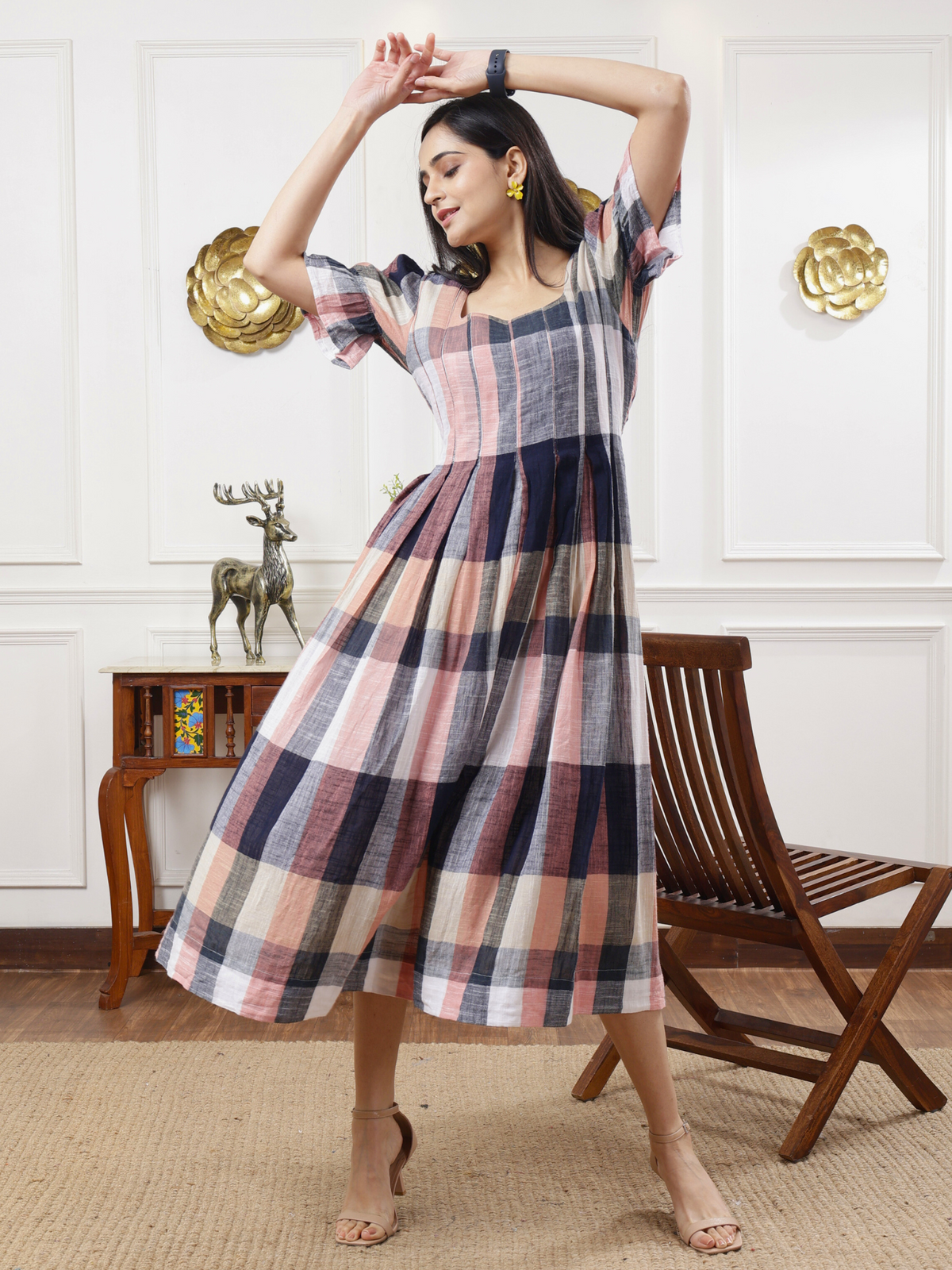 Checkmate- box pleated dress