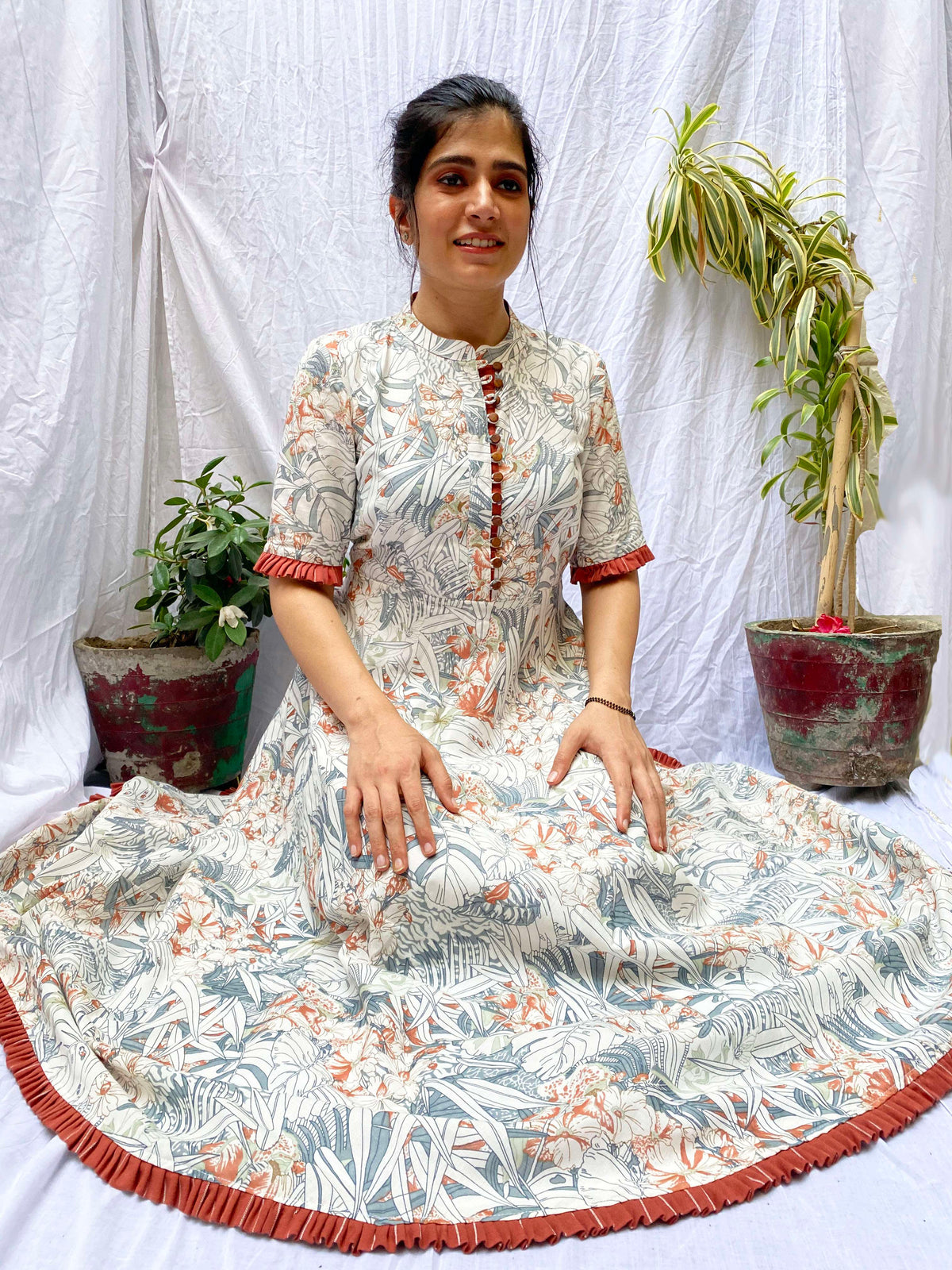 Curly Willow Printed Linen Dress