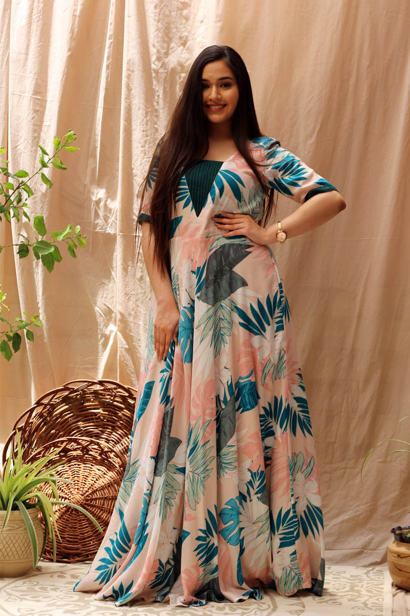 Moonflower Floral Printed Long Dress