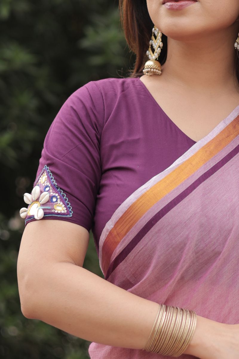 Plum embroidered blouse