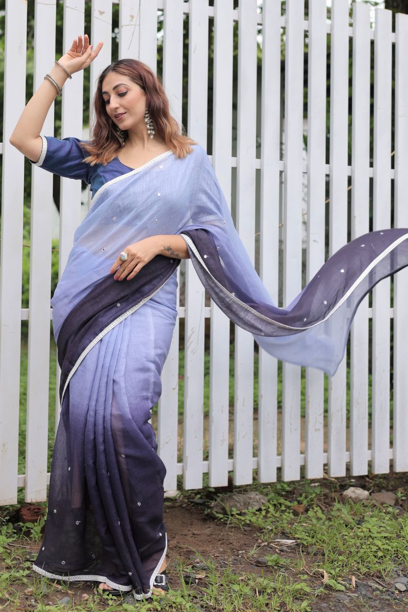 Sandhya Ombre Cotton Linen Saree with blouse