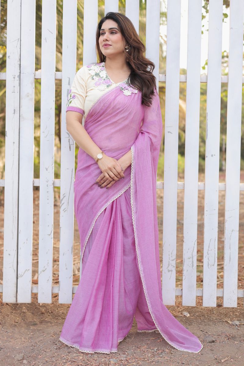 Dahlia mul cotton saree with blouse