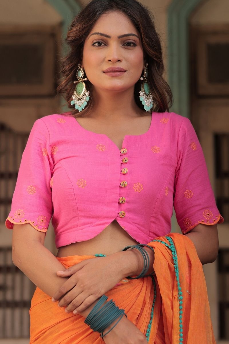 Bubblegum Pink embroidered blouse