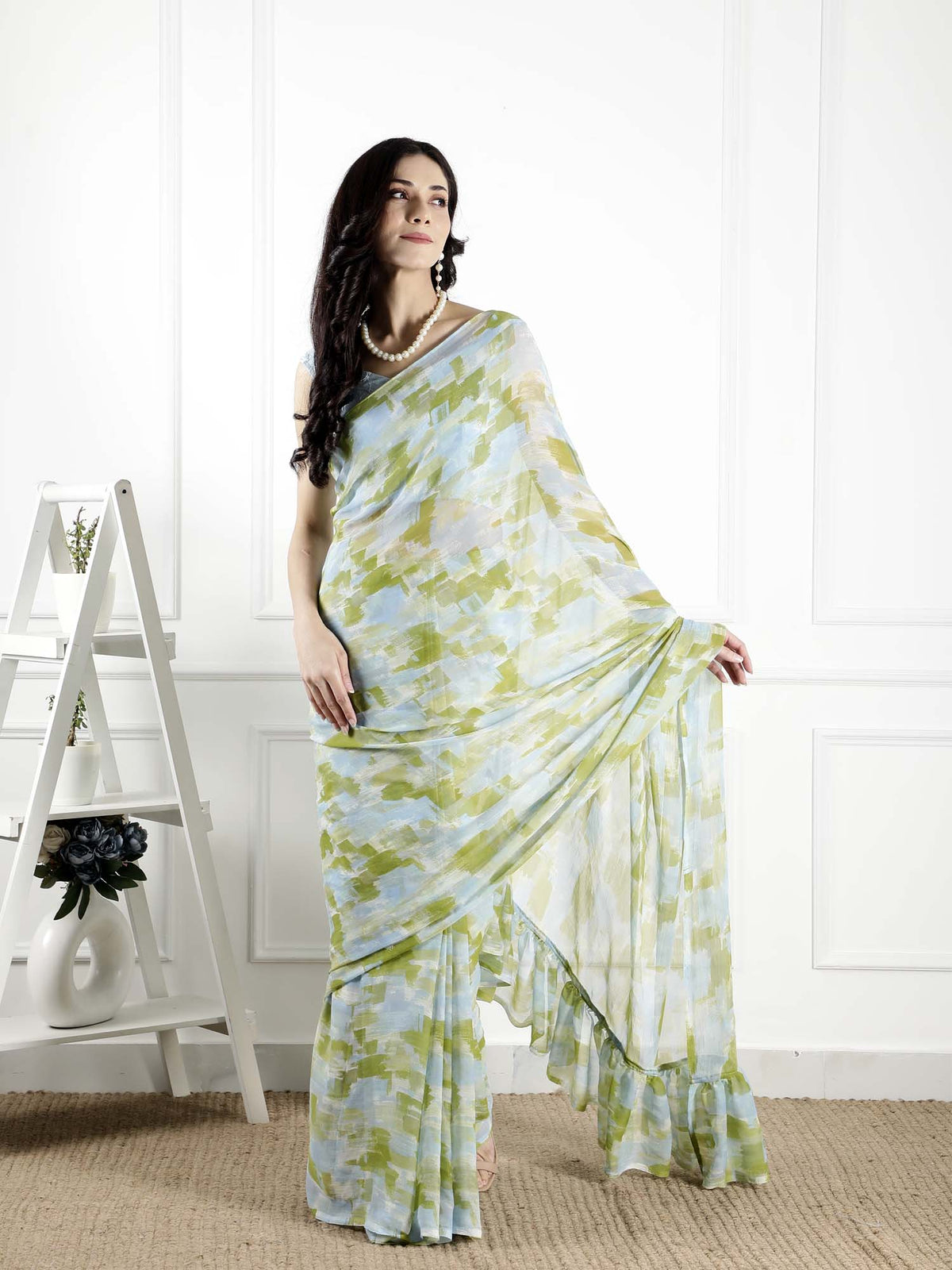 Jungle Safari printed chiffon saree with blouse