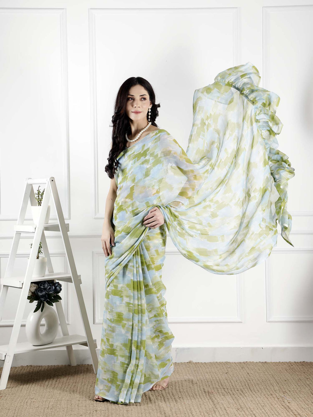 Jungle Safari printed chiffon saree with blouse