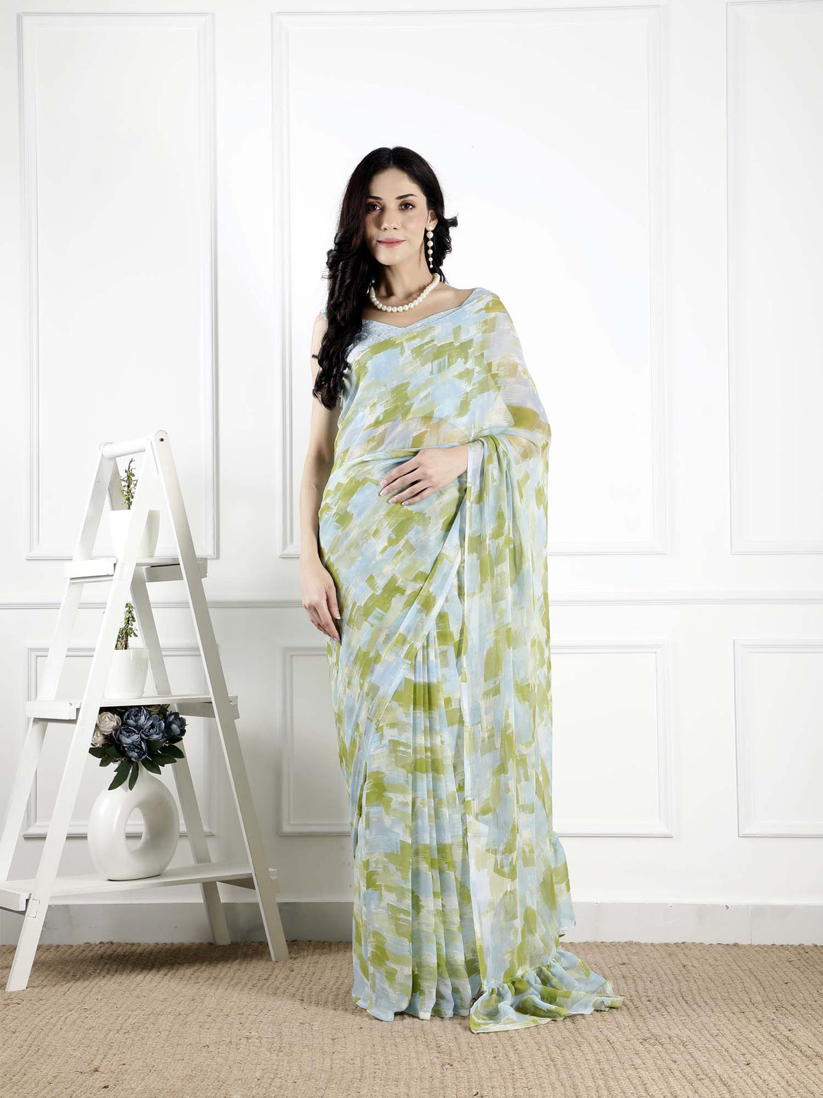 Jungle Safari printed chiffon saree with blouse