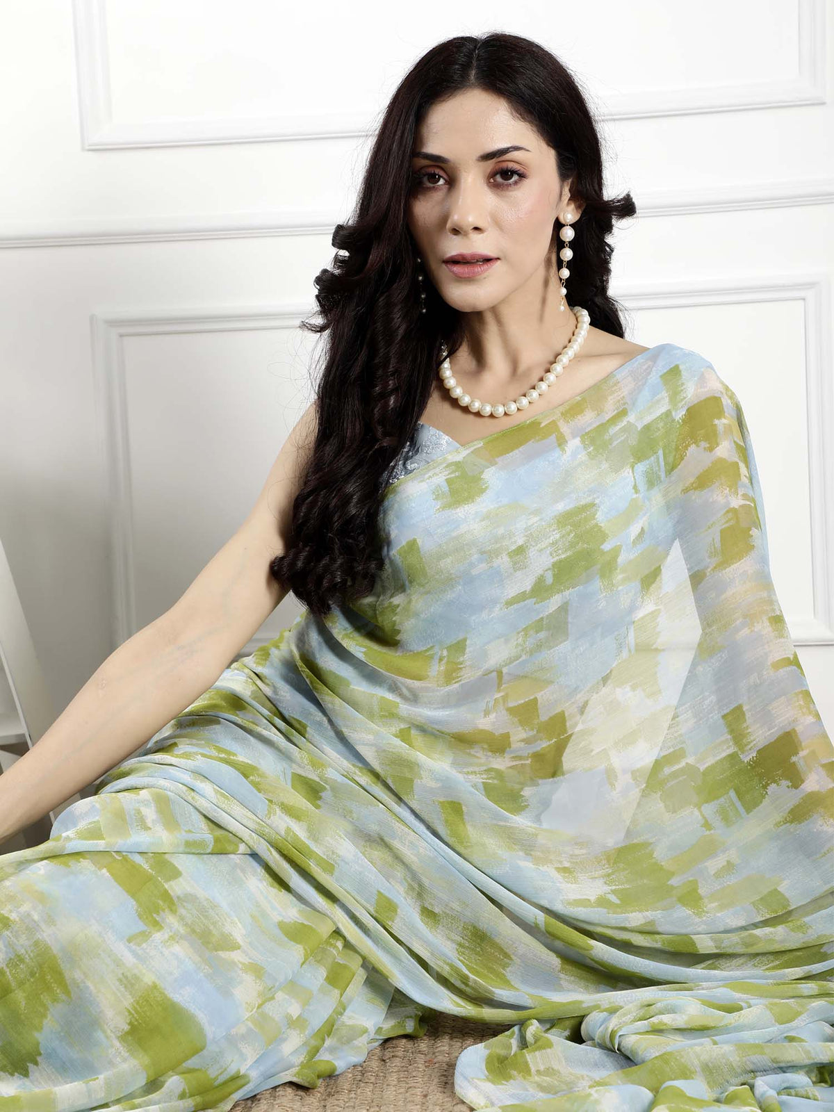 Jungle Safari printed chiffon saree with blouse