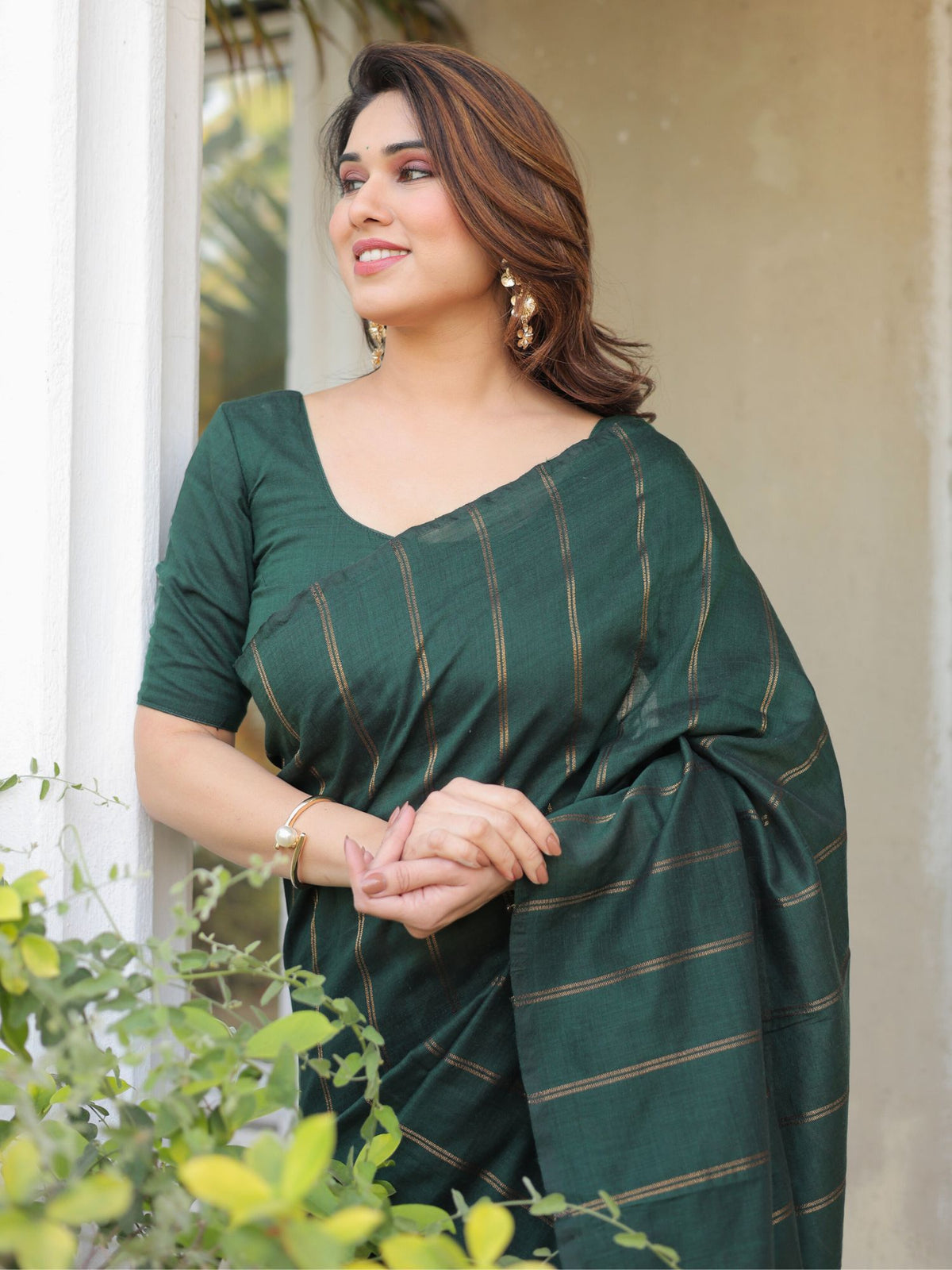 Green Meadows cotton saree with blouse
