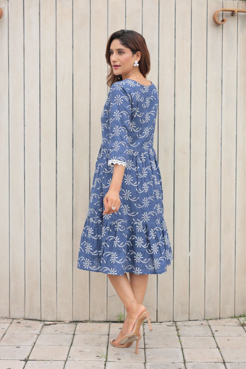 Blue meadows schiffli dress