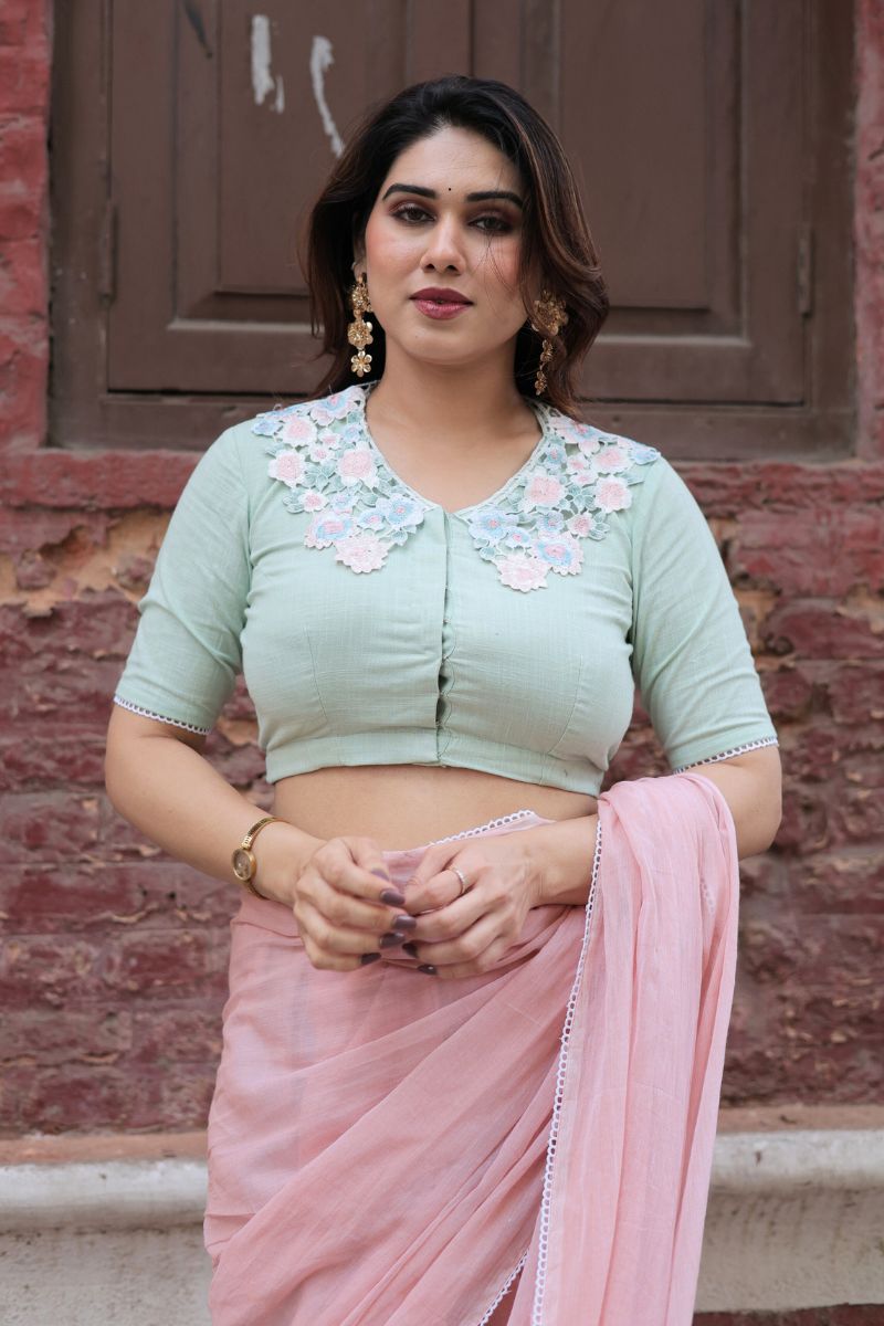 Peony mul cotton saree with blouse