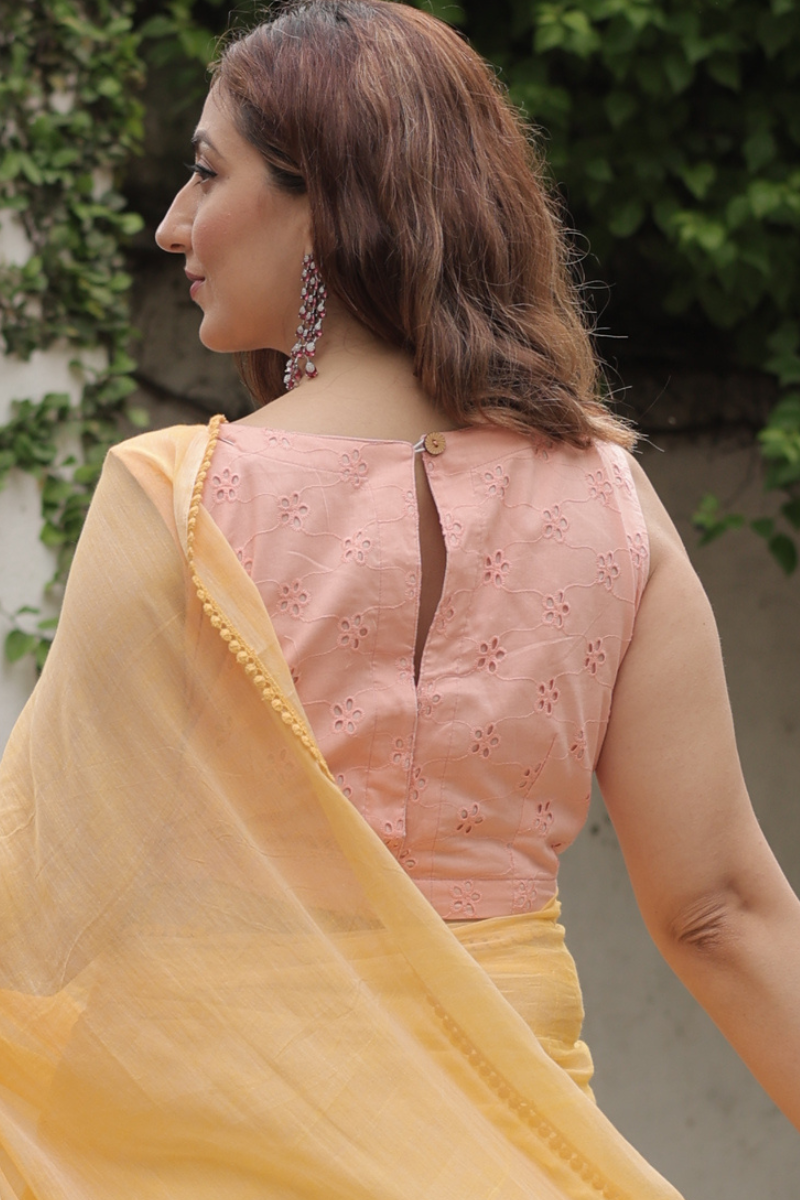 Peach schiffli blouse