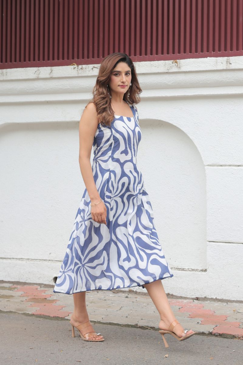 Coastal Breeze Blue Midi Dress
