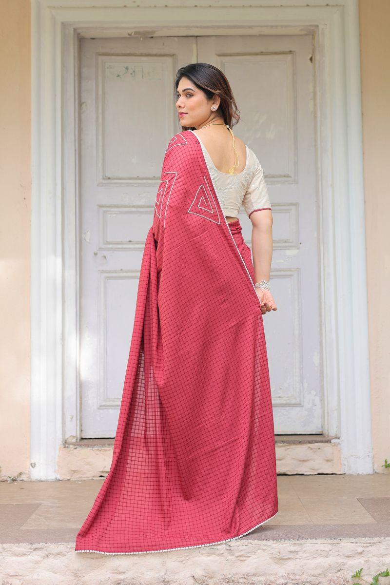 Autumn Rose embroidery saree with blouse