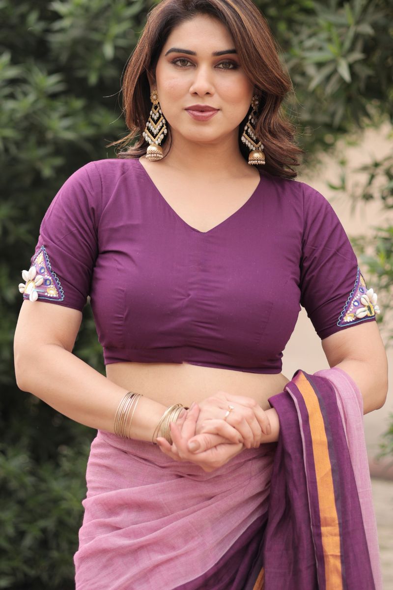 Plum embroidered blouse
