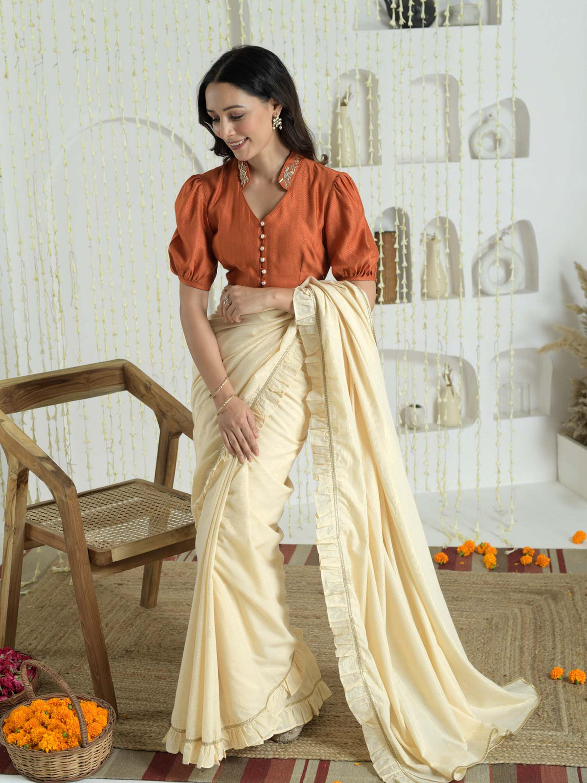 Chameli- Cream saree with blouse