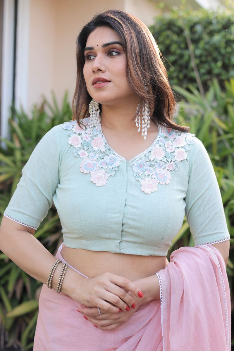 Peony mul cotton saree with blouse