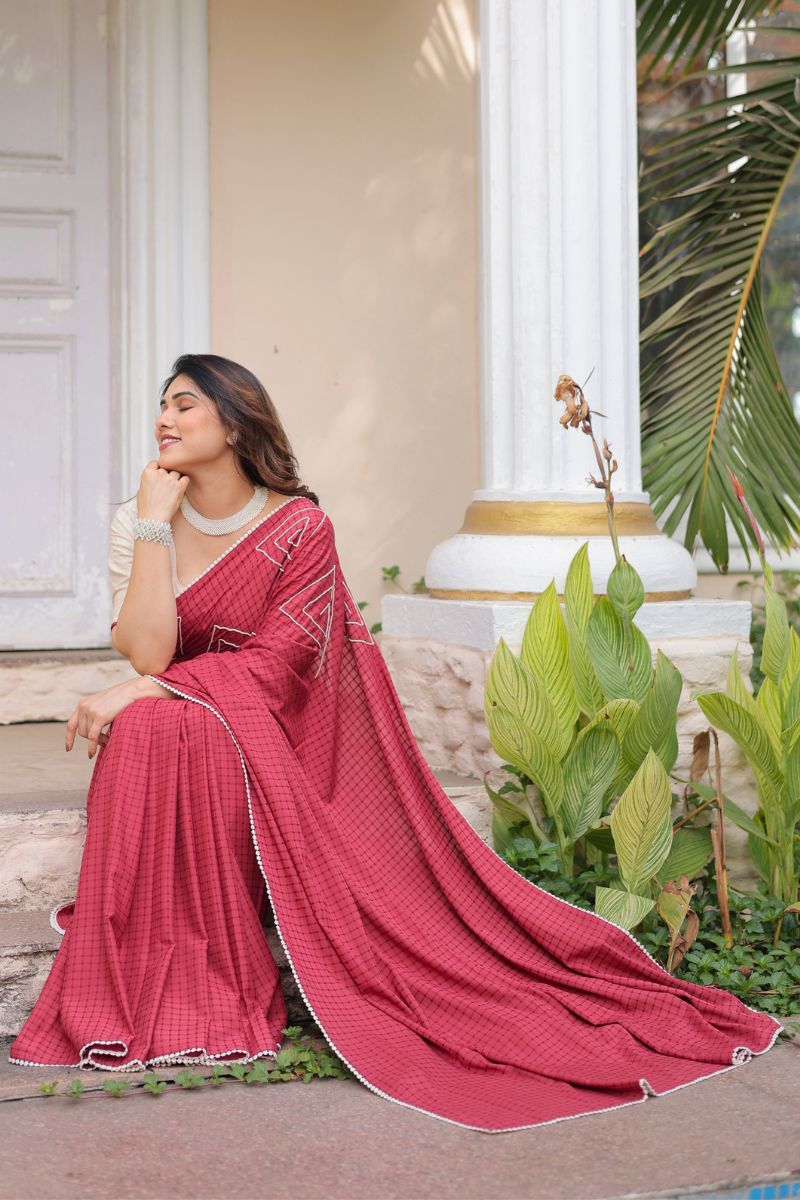 Autumn Rose embroidery saree with blouse