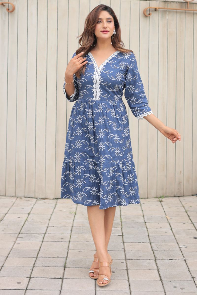 Blue meadows schiffli dress
