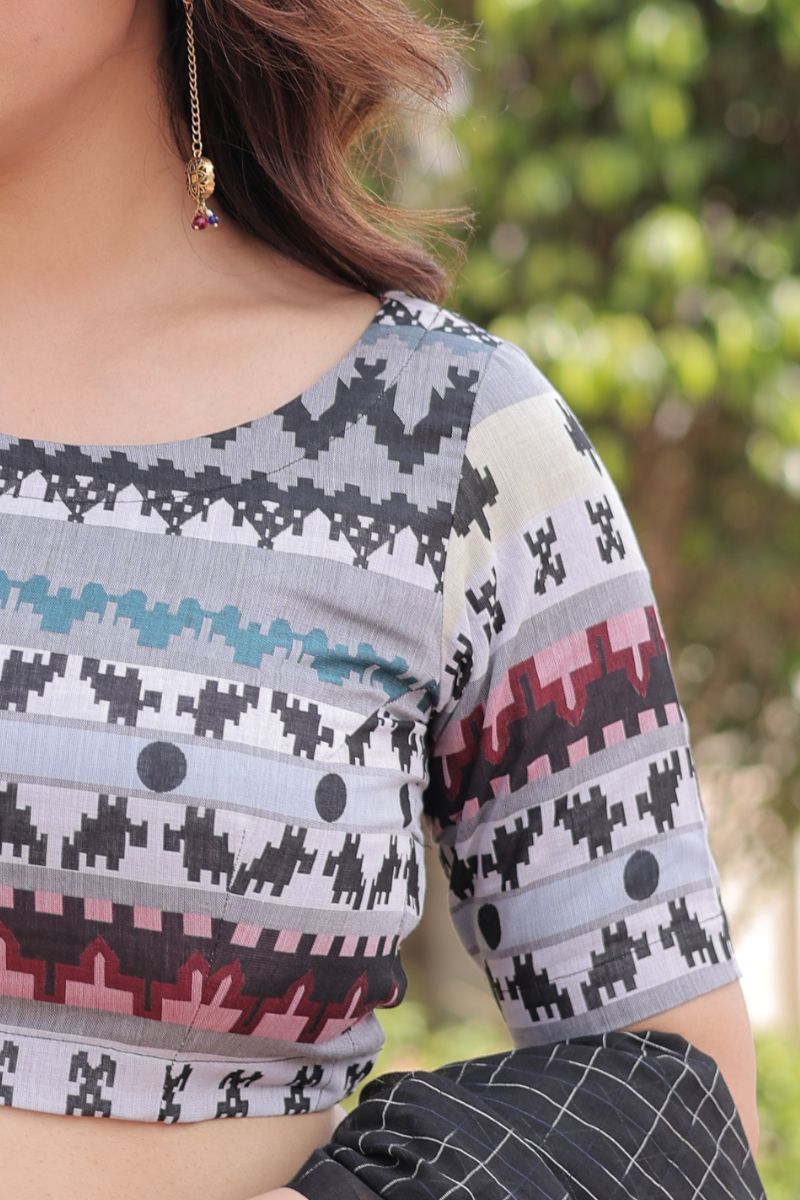 Black multi color blouse