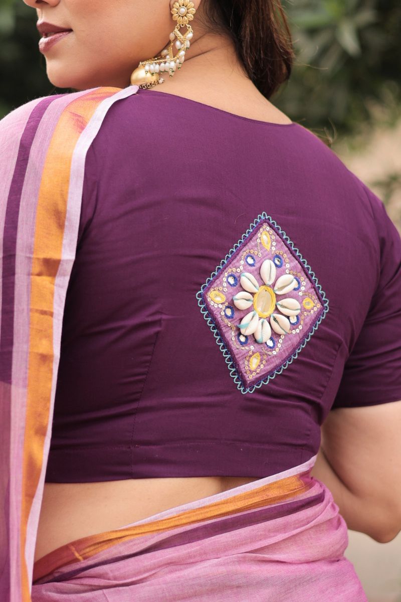 Plum embroidered blouse