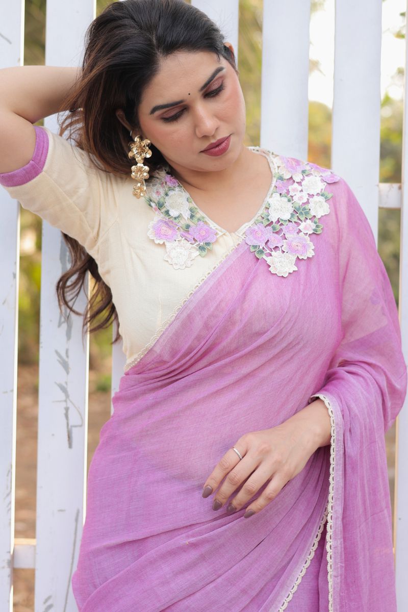 Dahlia mul cotton saree with blouse