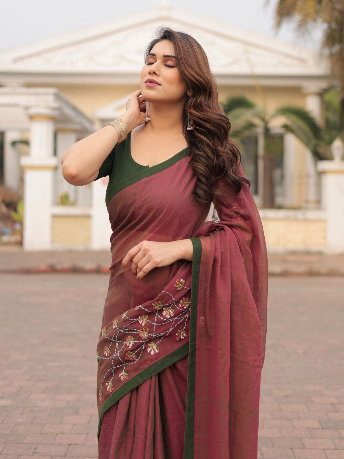 Indrani hand embroidered saree with blouse