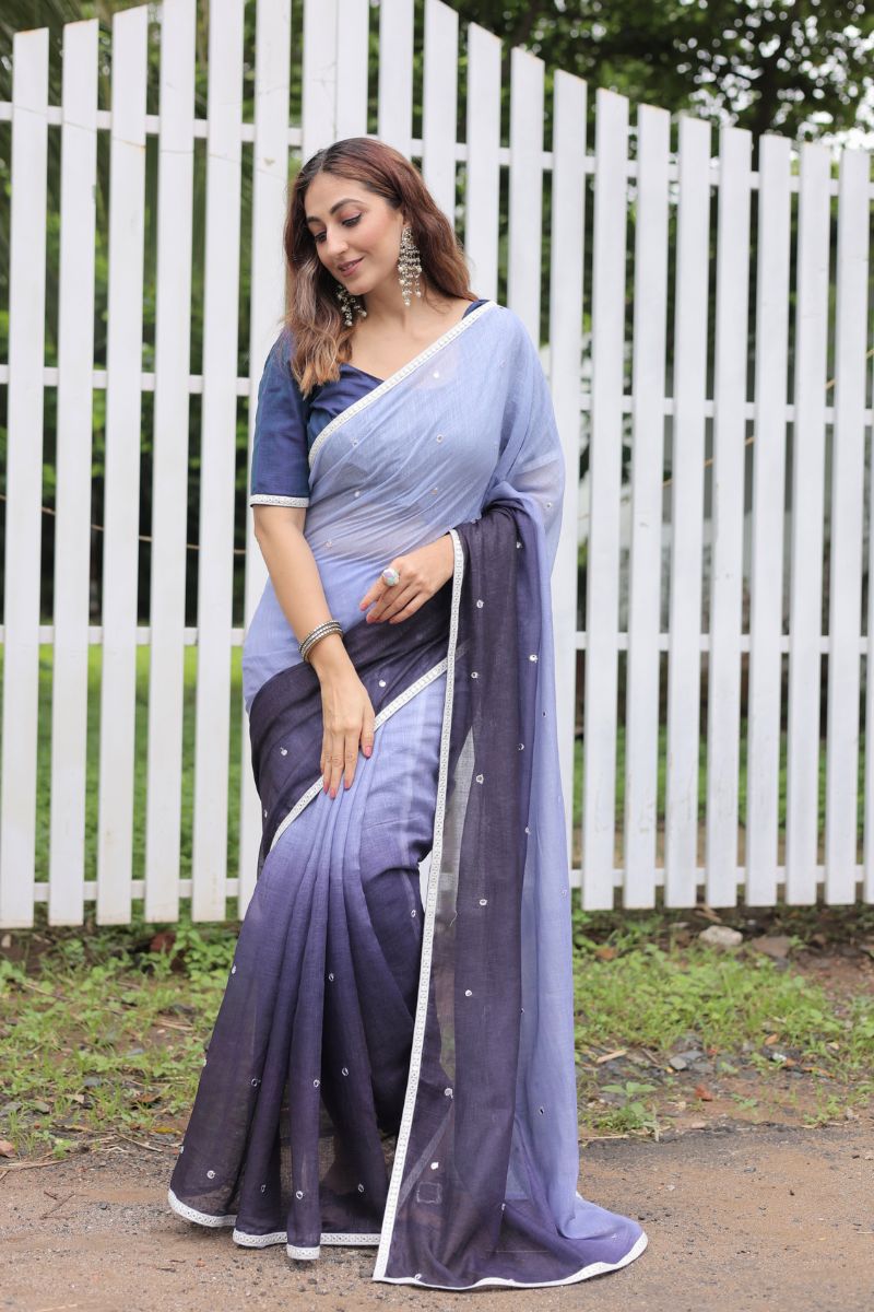 Sandhya Ombre Cotton Linen Saree with blouse