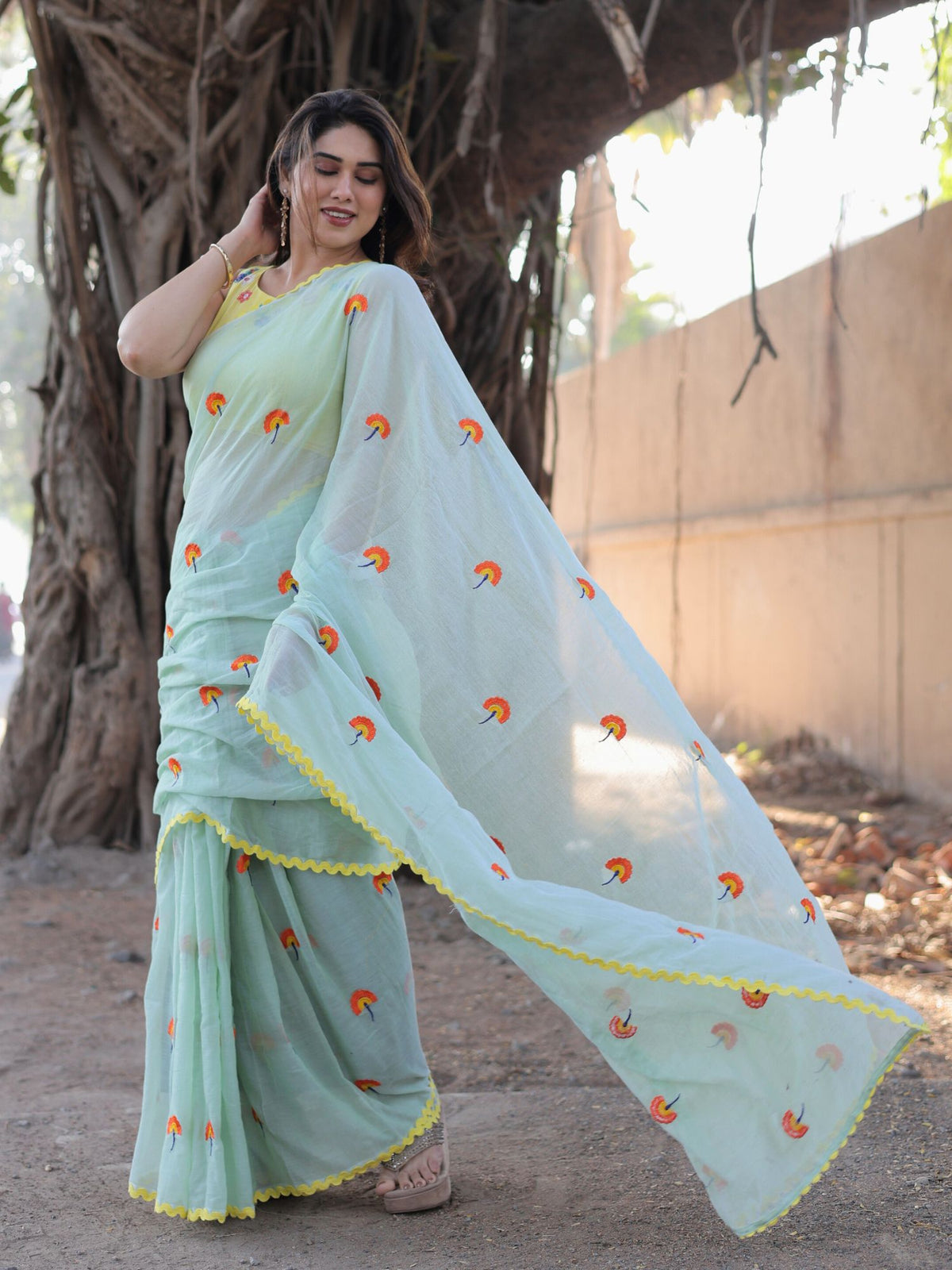 Savvanah mul cotton saree with blouse