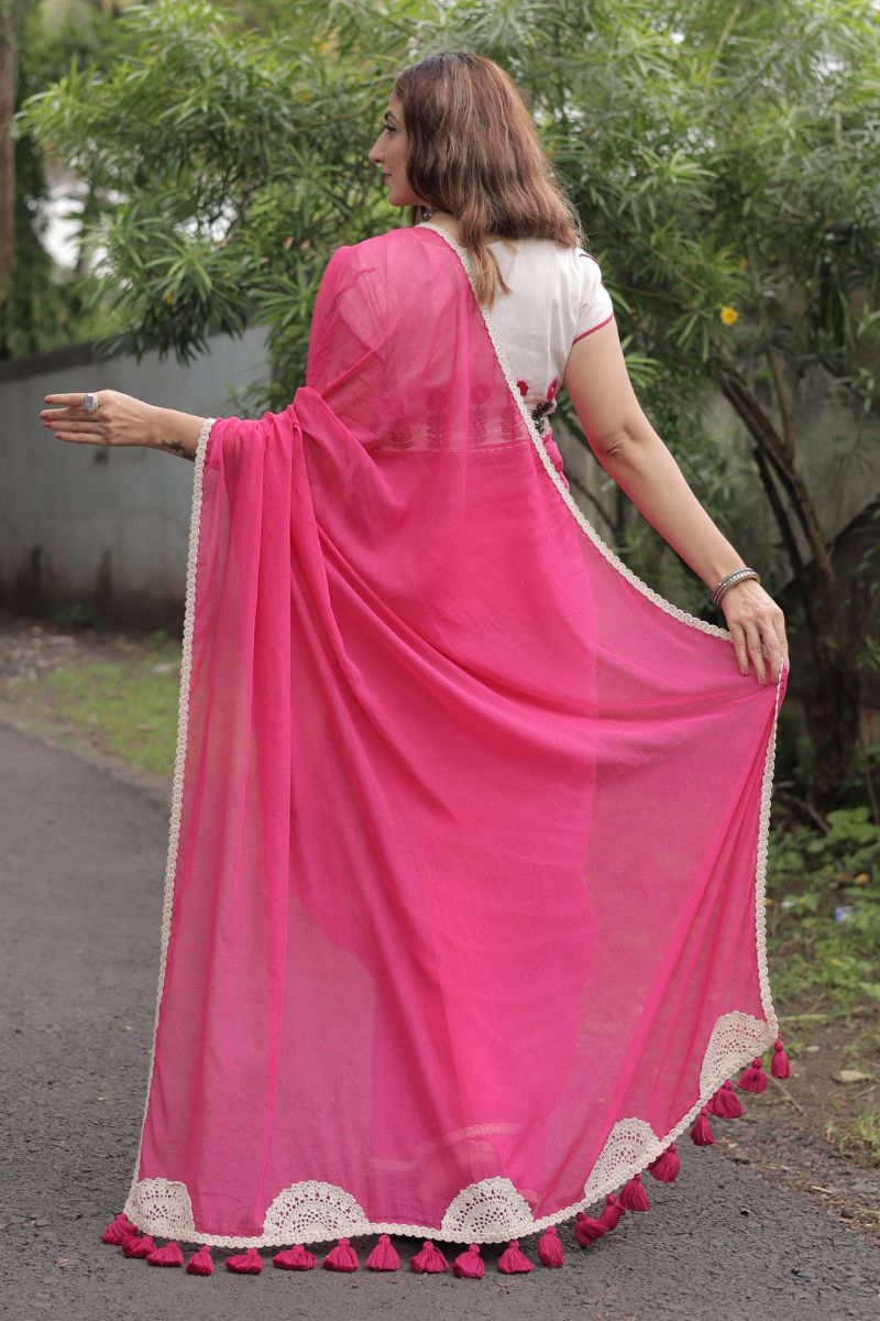 Phoolwari Mul Cotton Saree with Hand Embroidered Blouse