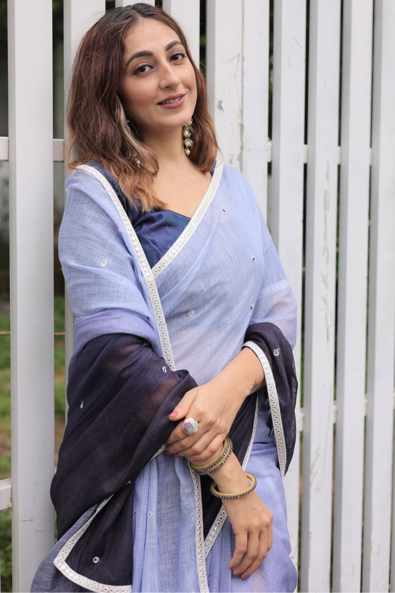Sandhya Ombre Cotton Linen Saree with blouse