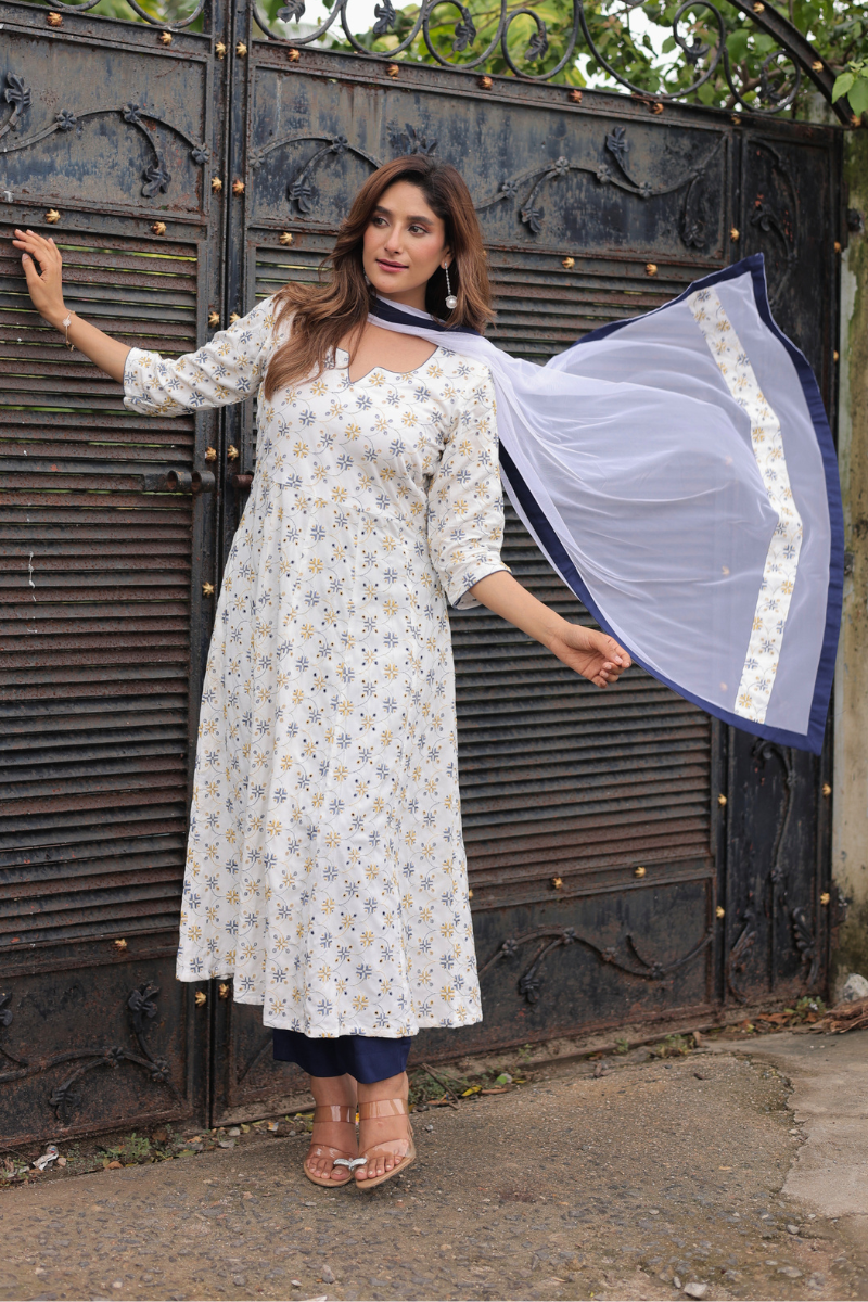 Snowdrop embroidered anarkali suit