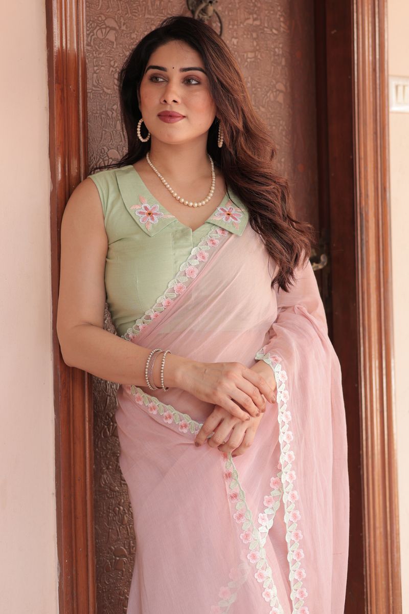Secret Bloom mul cotton saree with blouse