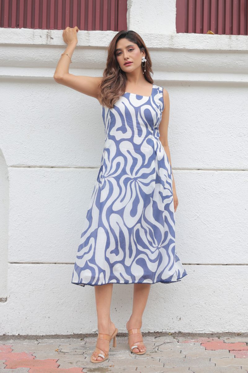 Coastal Breeze Blue Midi Dress