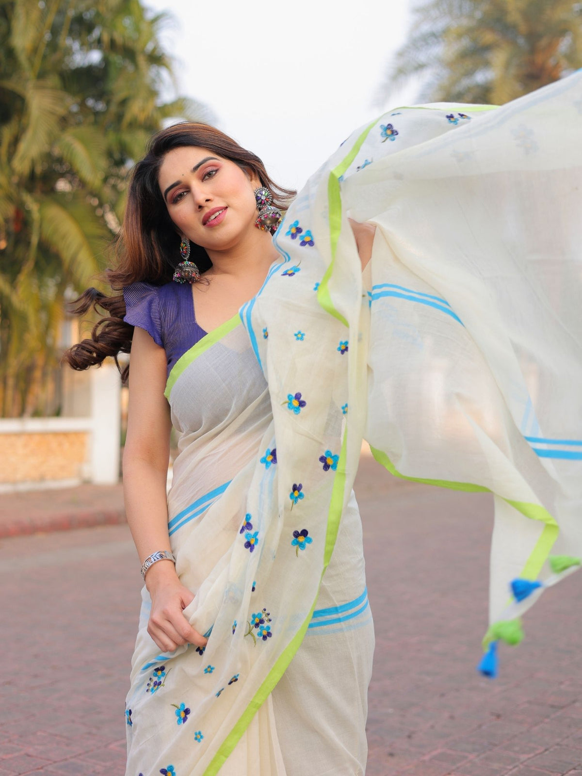 Sweet Wilderness mul cotton saree with blouse