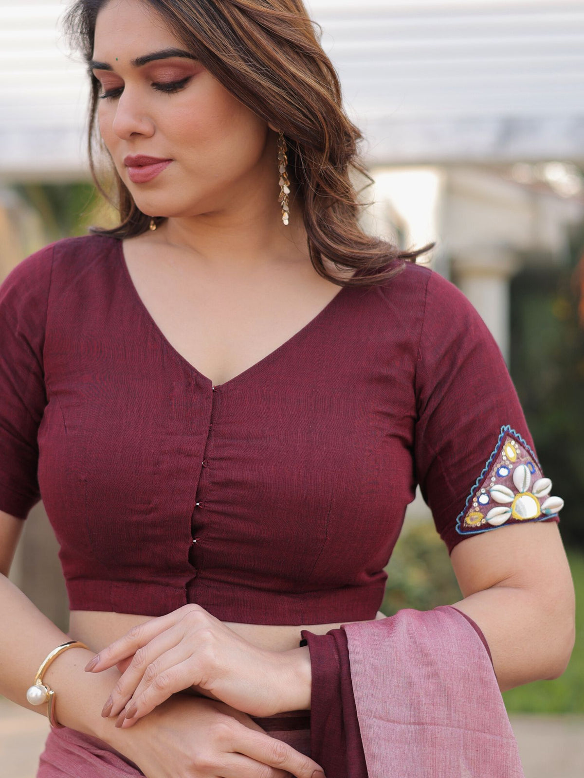 Rubaru dual tone saree with embroidered blouse