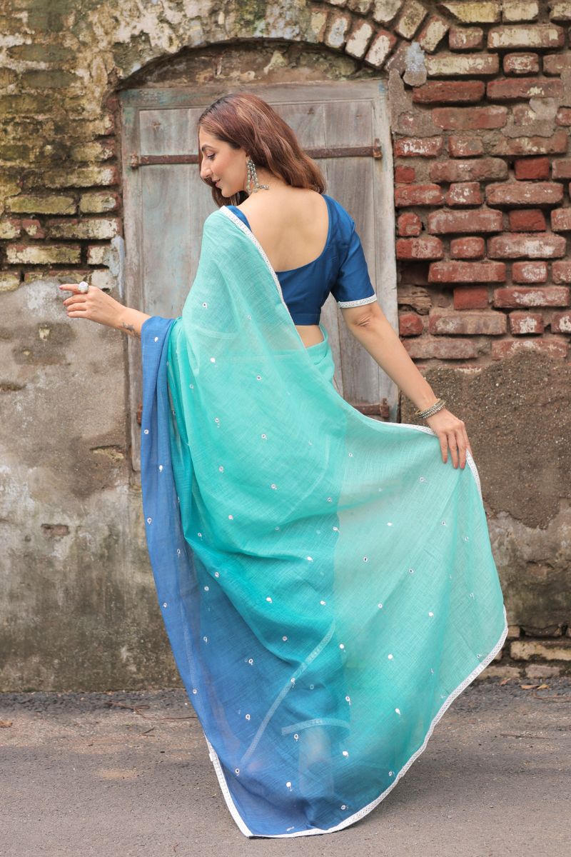 Leher Ombre Cotton Linen Saree with blouse