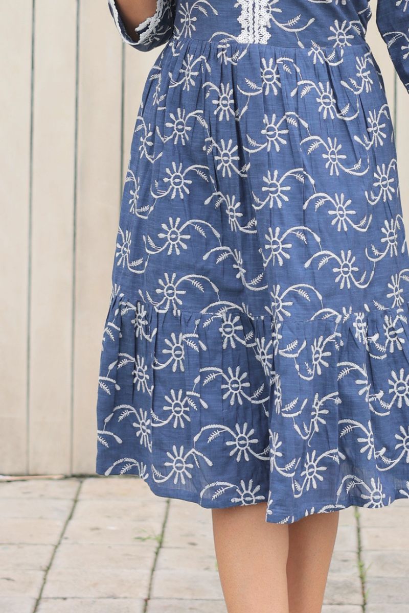 Blue meadows schiffli dress