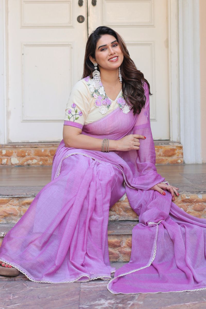Dahlia cotton saree with blouse