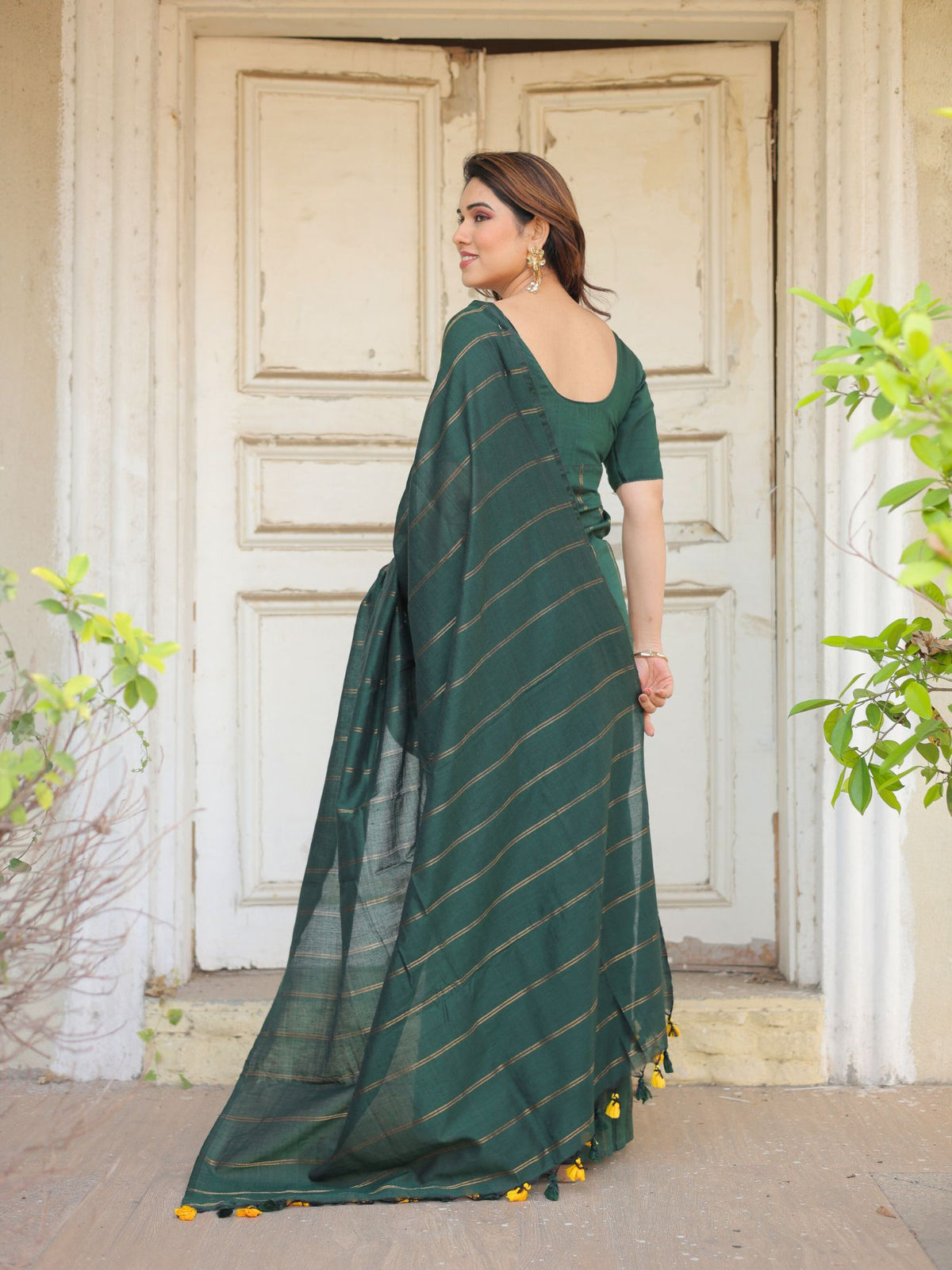 Green Meadows cotton saree with blouse