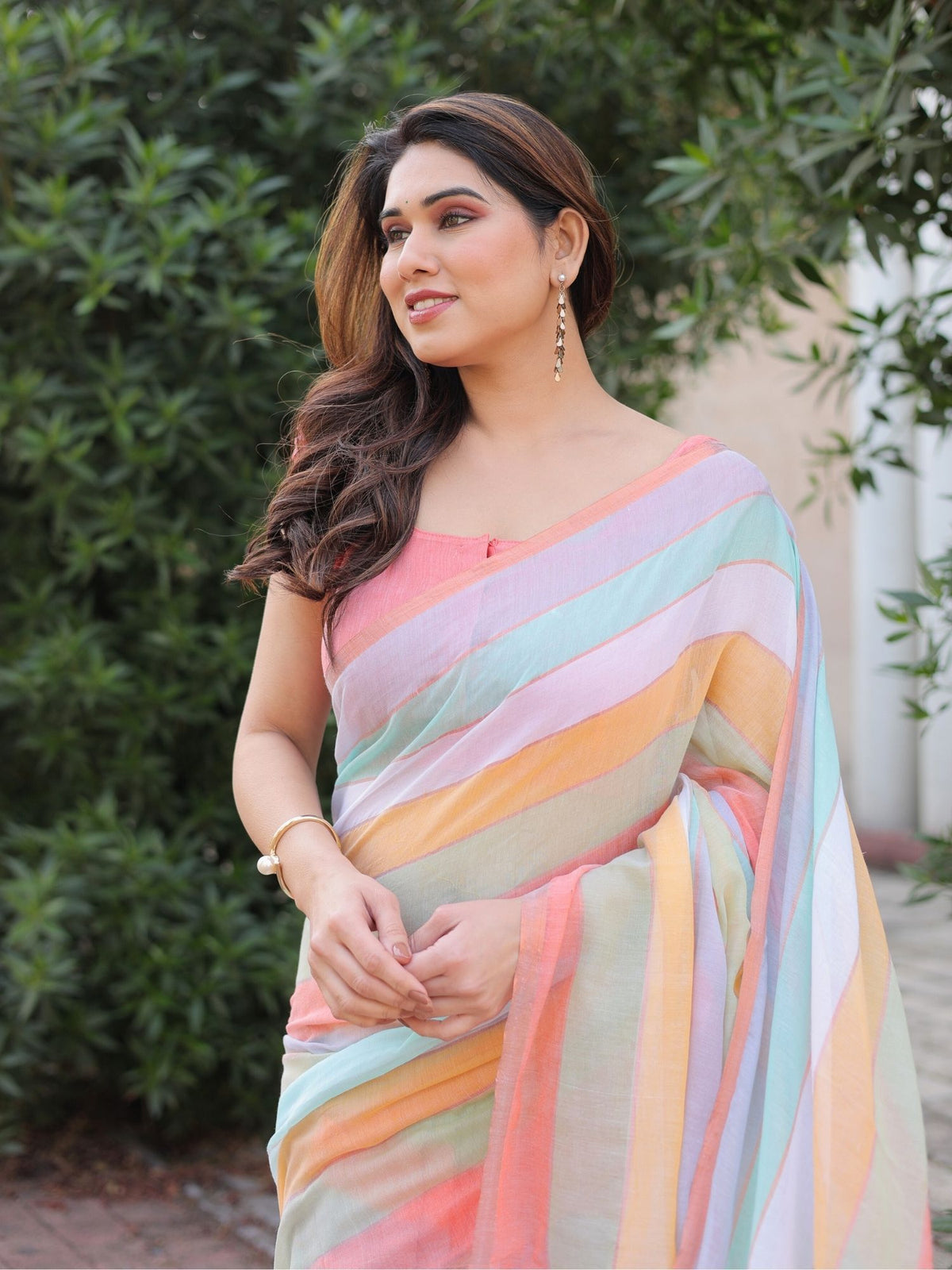 Dandelion multi stripes saree with blouse