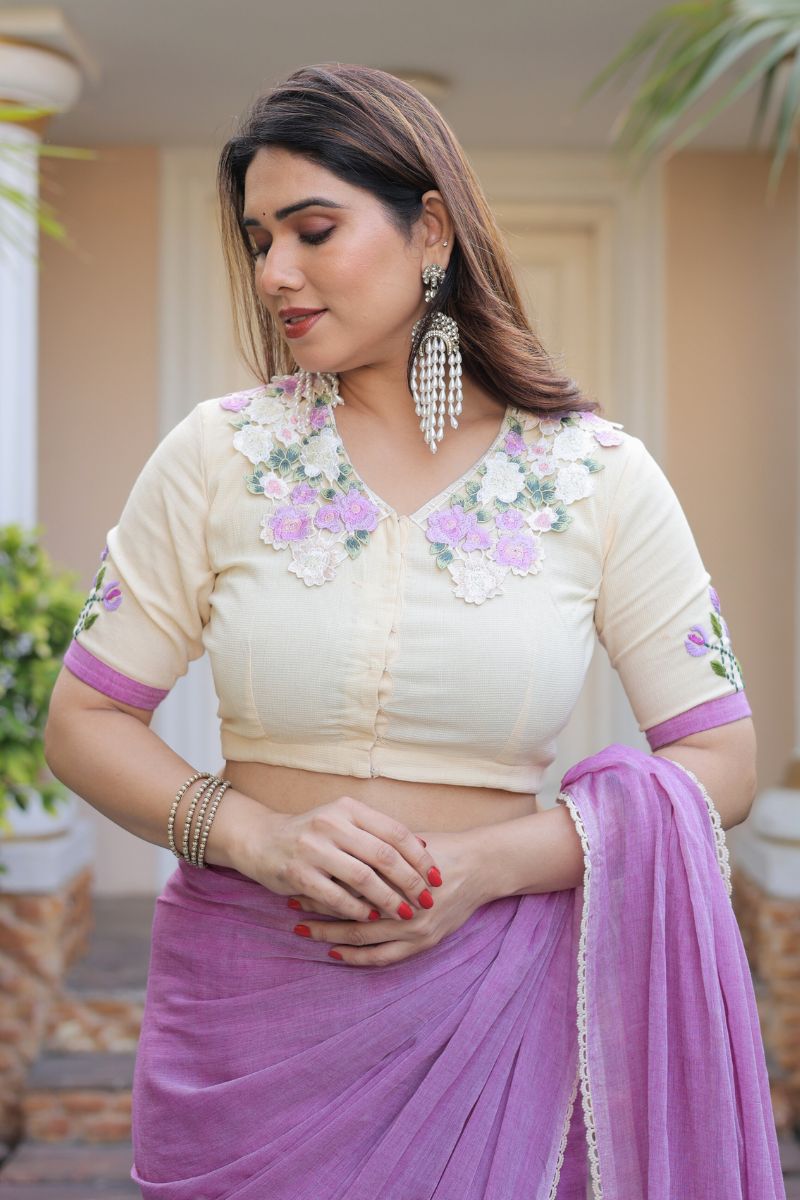 Dahlia cotton saree with blouse