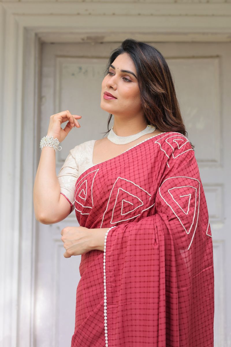 Autumn Rose embroidery saree with blouse