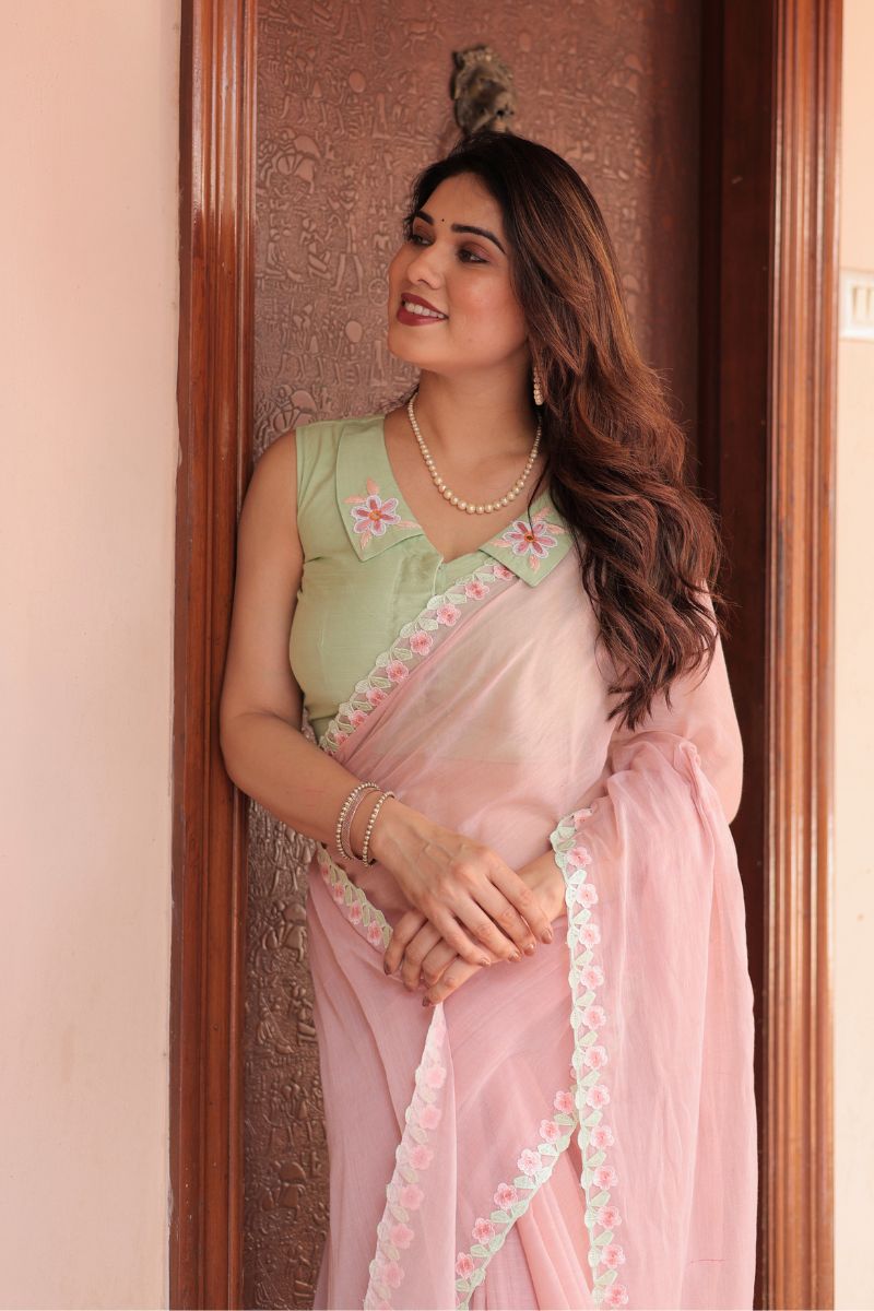 Secret Bloom mul cotton saree with blouse