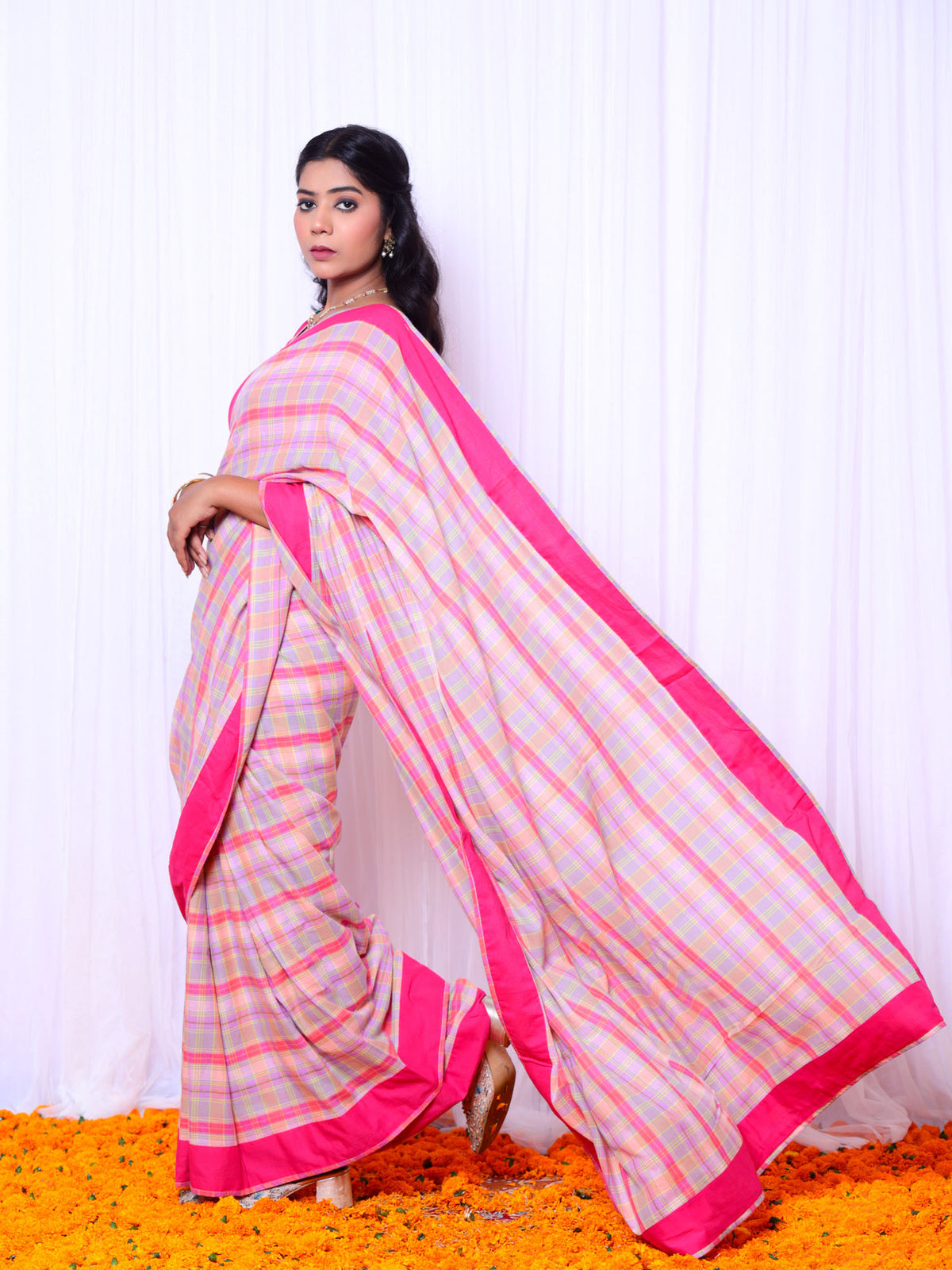 Periyar- checks saree with blouse