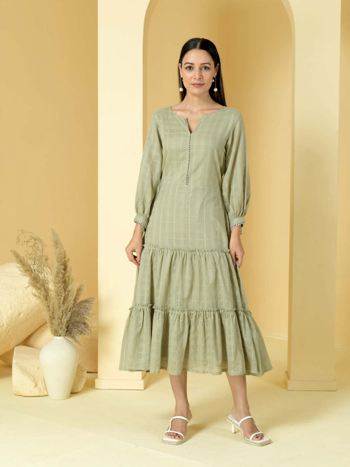 Sage- cotton dress