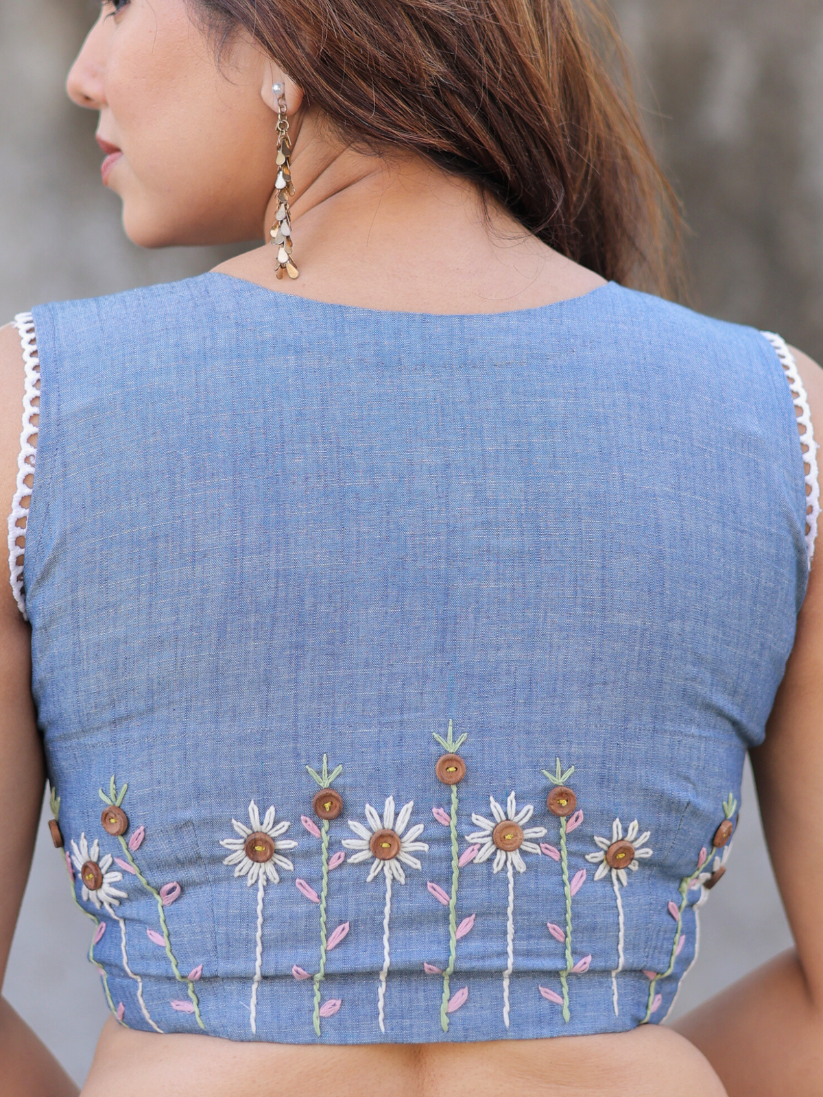 Daisy dual color saree with denim blouse