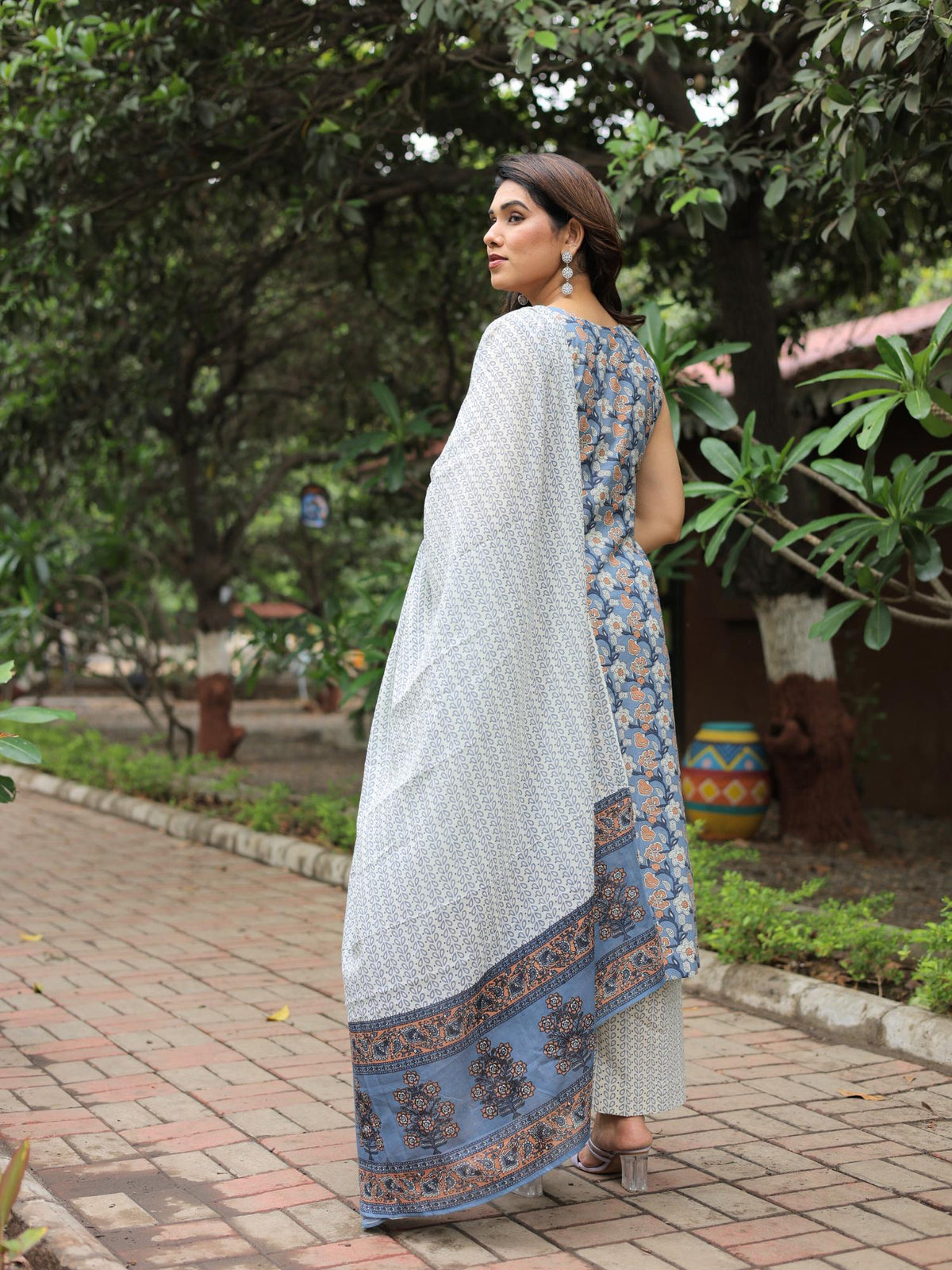 Oasis block print suit set