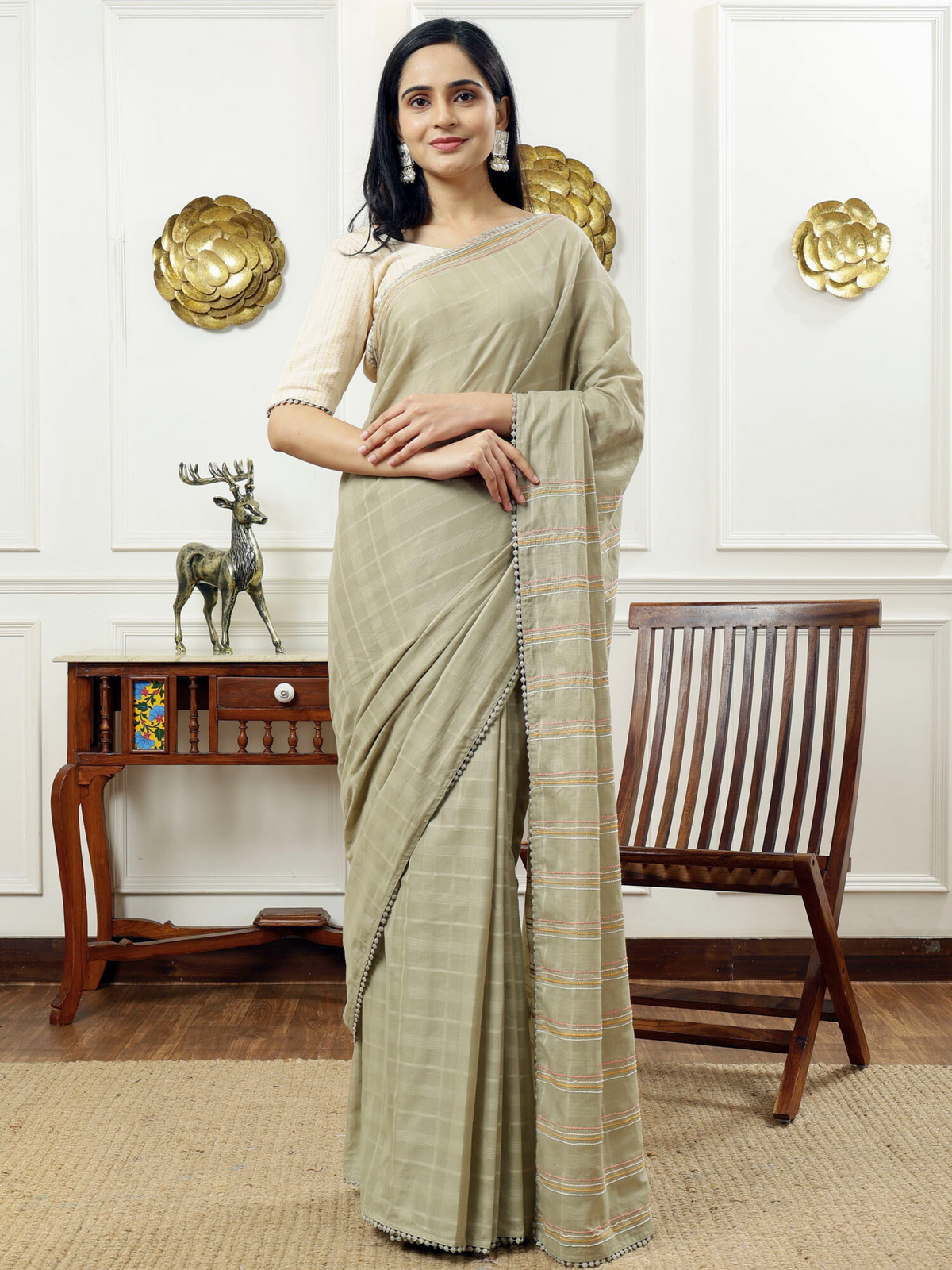 Sage Saga- cotton saree with blouse