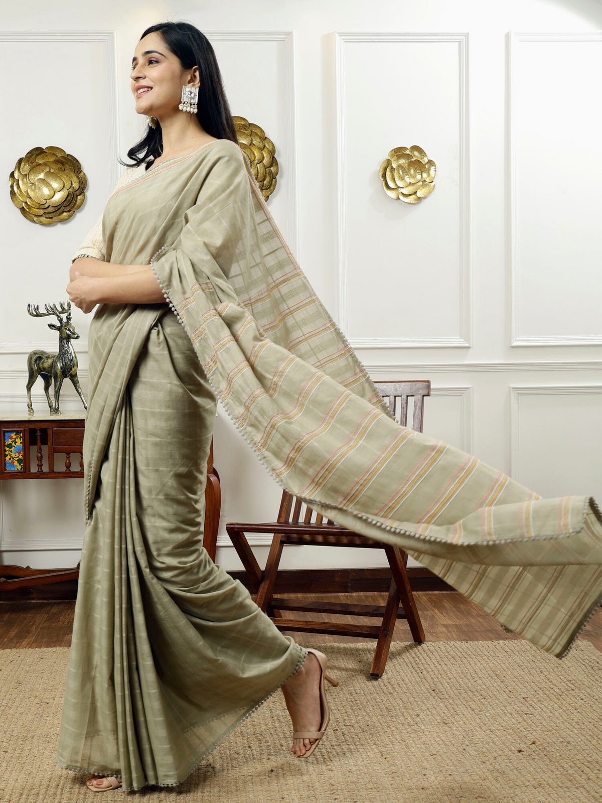 Sage Saga- cotton saree with blouse
