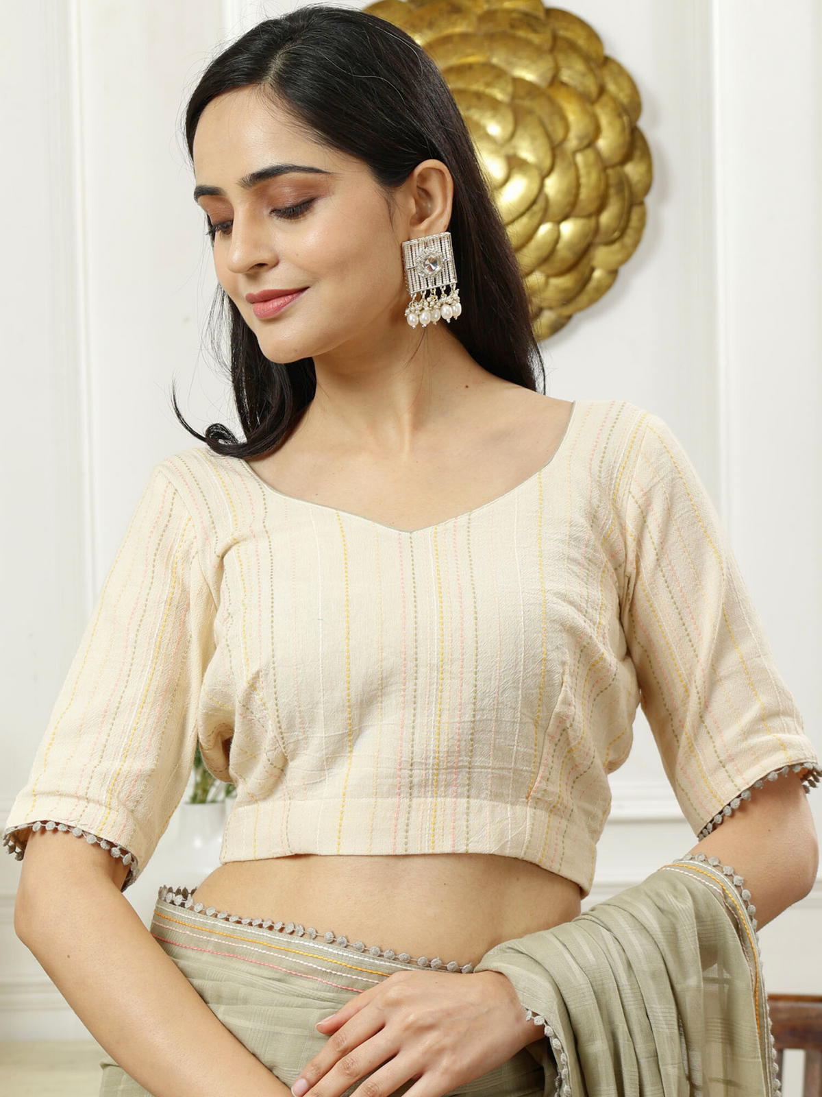 Sage Saga- cotton saree with blouse